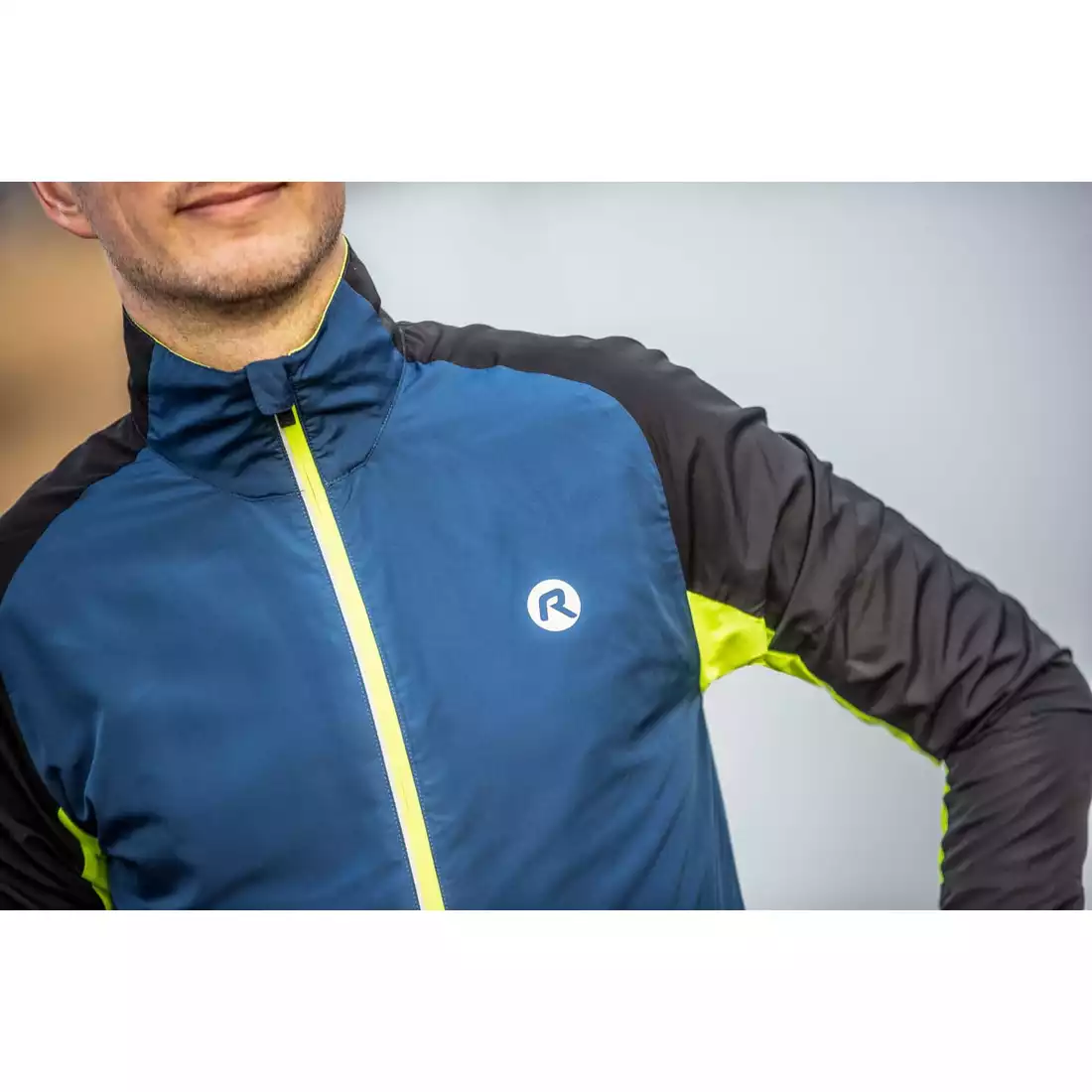 Rogelli ENJOY II jachetă pentru bărbați, jachetă pentru alergare, bleumarin-negru-galben fluor
