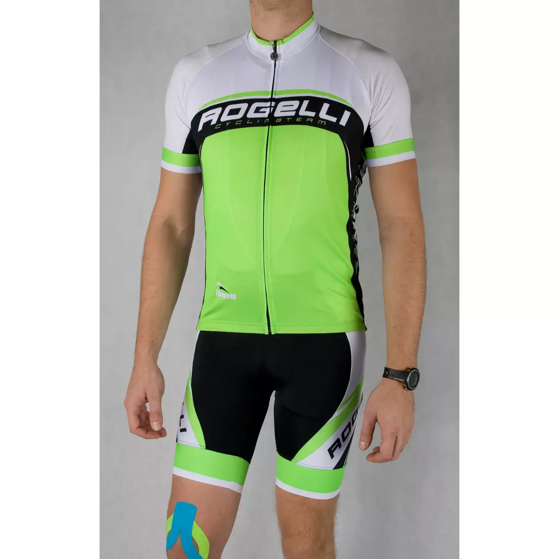 ROGELLI ANCONA - tricou de ciclism barbatesc, alb si verde