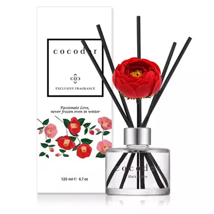 COCODOR difuzor de aromă cu bețișoare camellia, black cherry 120 ml