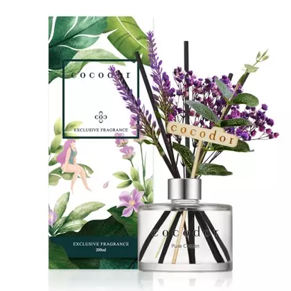 COCODOR difuzor de aromă cu bețișoare și flori flower lavender, pure cotton 200 ml