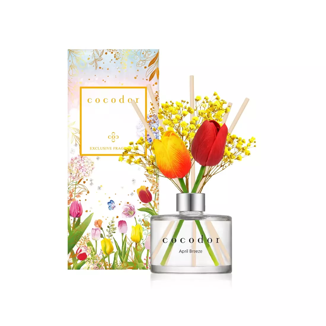COCODOR difuzor de aromă cu bețișoare și flori flower tulip, april breeze 200 ml