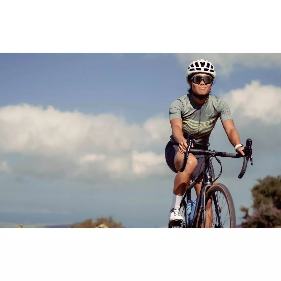 Rogelli DIAGA tricou de ciclism pentru femei, verde-aurie