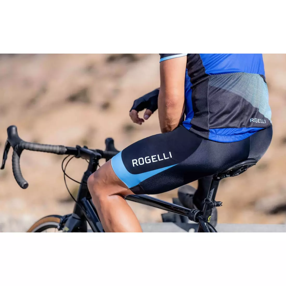 Rogelli FUSE II pantaloni scurți pentru ciclism pentru bărbați, negru și albastru