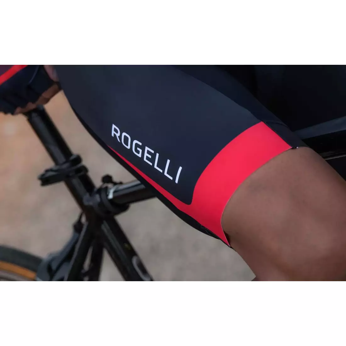 Rogelli FUSE II pantaloni scurți pentru ciclism pentru bărbați, negru și roșu