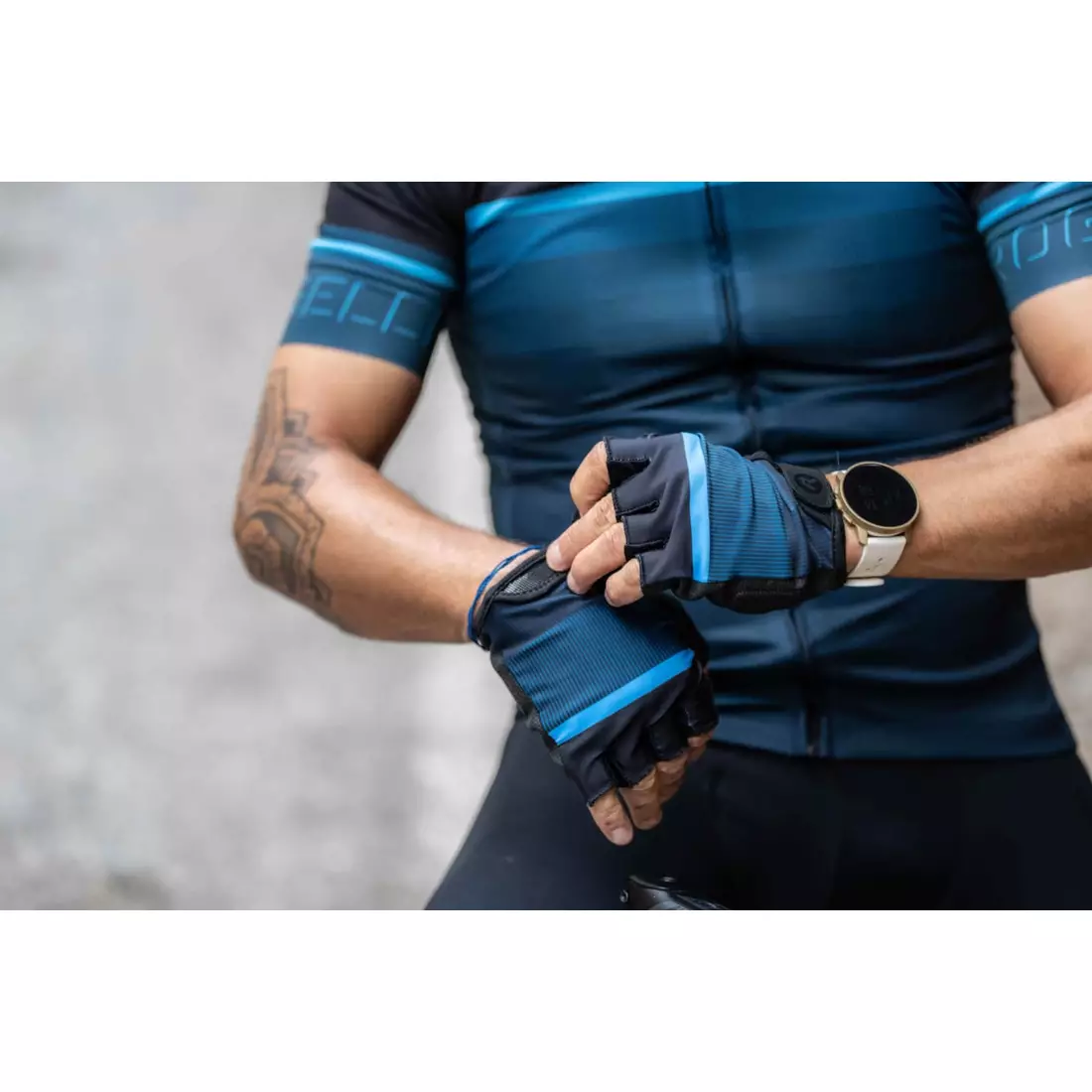 Rogelli HERO II mănuși de ciclism, negru și albastru