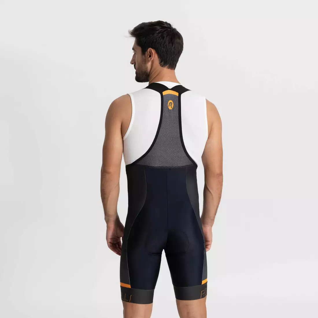 Rogelli HERO II pantaloni scurți pentru ciclism pentru bărbați, negru și portocaliu