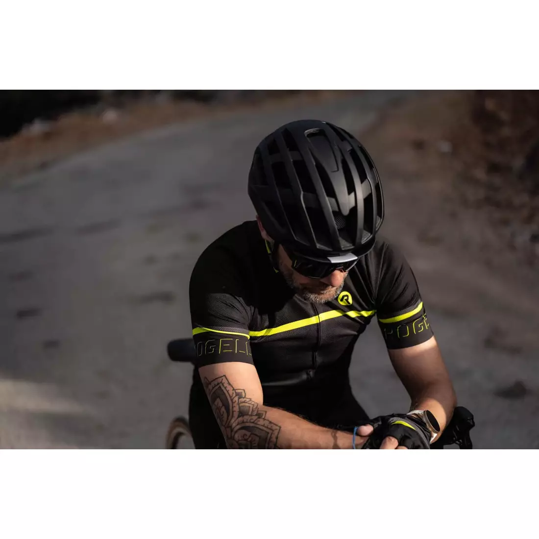 Rogelli HERO II tricou de ciclism pentru bărbați, negru-fluor