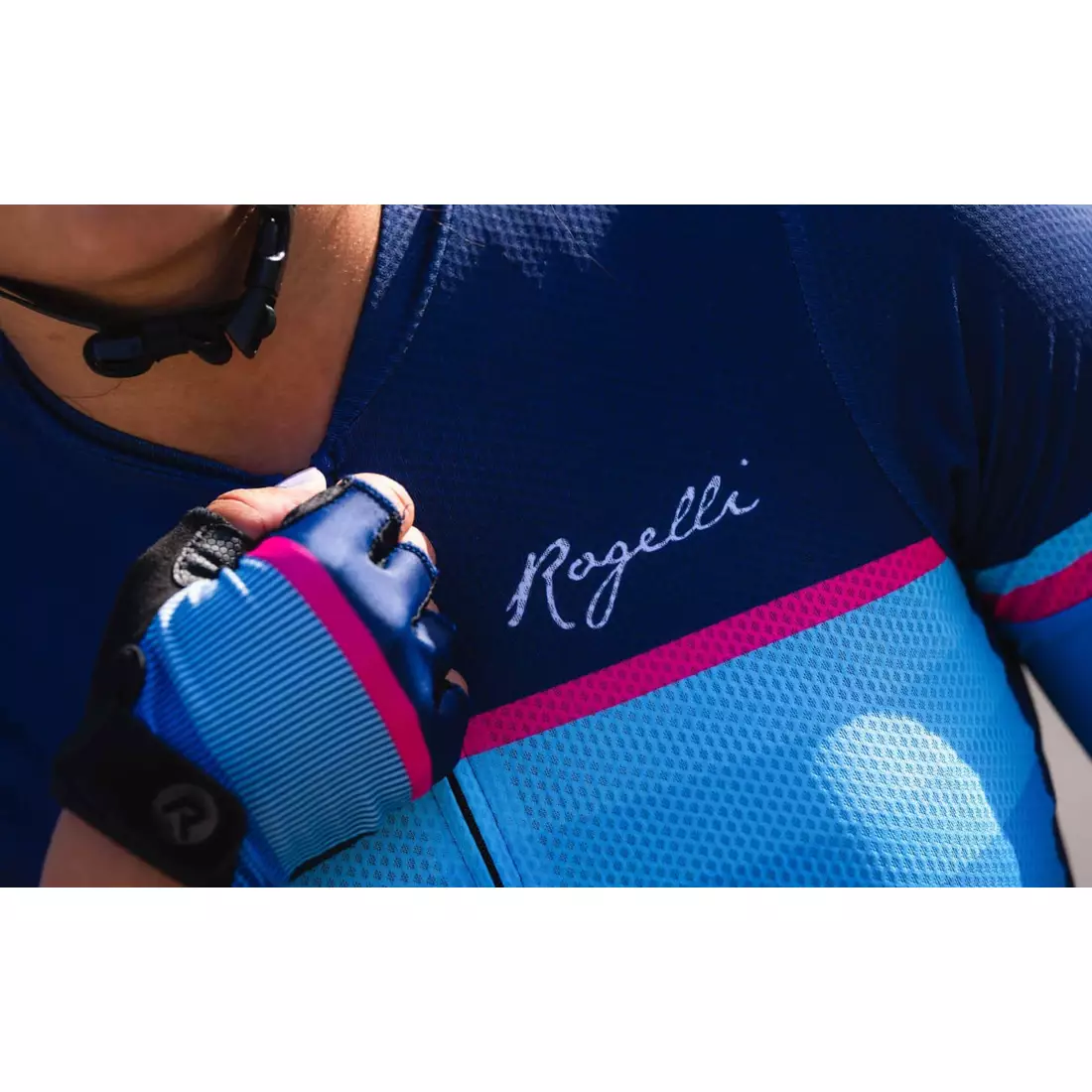 Rogelli IMPRESS II tricou de ciclism pentru femei, albastru-roz