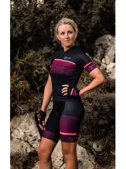 Rogelli IMPRESS II tricou de ciclism pentru femei, negru-vin-coral