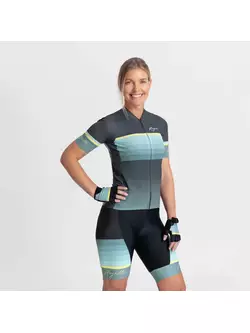 Rogelli IMPRESS II tricou de ciclism pentru femei, turcoaz-galben-gri