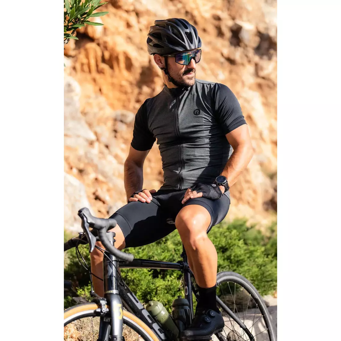 Rogelli MELANGE tricou de ciclism pentru bărbați, kaki