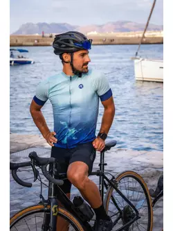 Rogelli NEBULA tricou de ciclism pentru bărbați, albastru-mentă