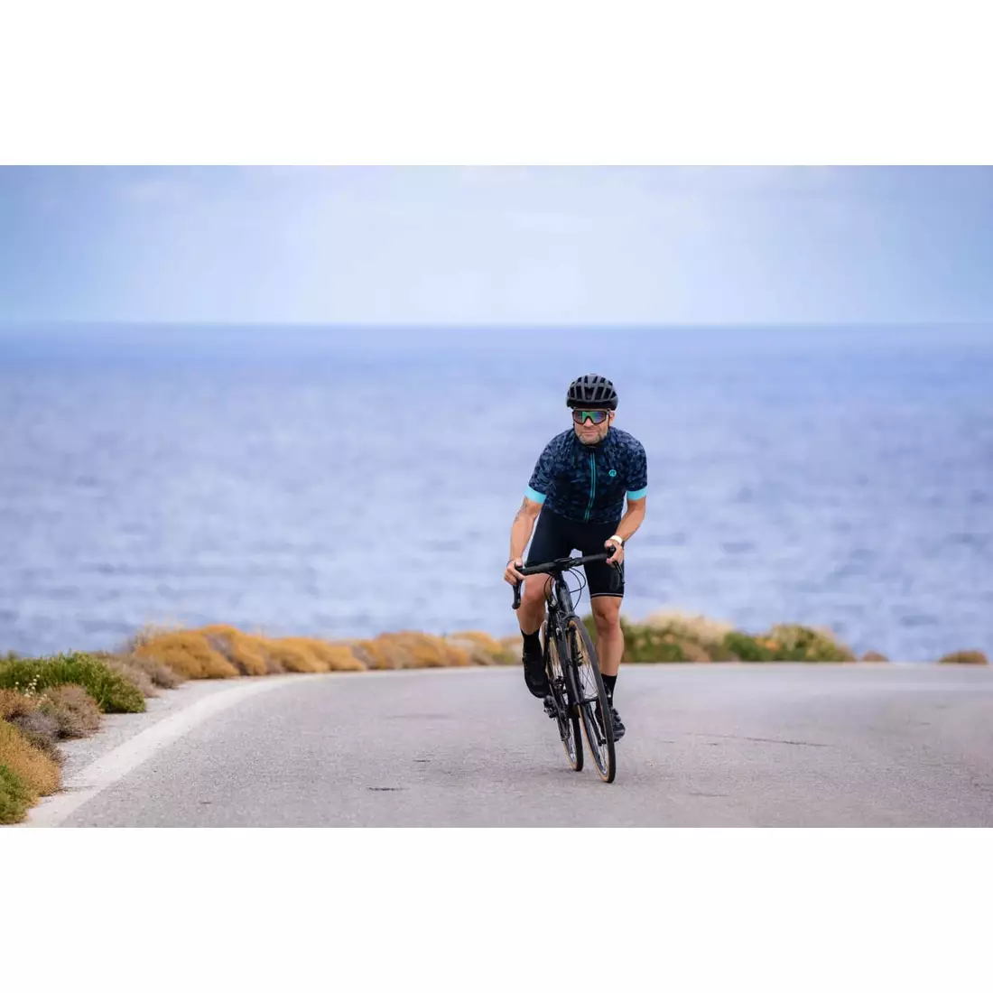 Rogelli RUBIK tricou de ciclism pentru bărbați, gri-turcoaz