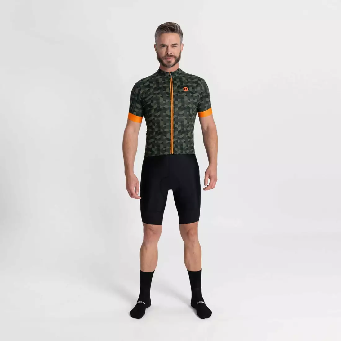 Rogelli RUBIK tricou de ciclism pentru bărbați, kaki-portocaliu