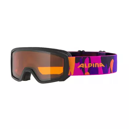 ALPINA ochelari de schi/snowboard, copii JUNIOR PINEY BLACK-PINK MATT sticla ORANGE S2