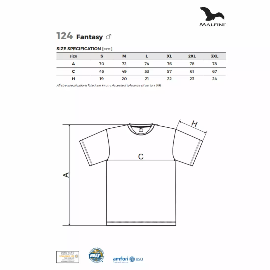 MALFINI FANTASY - tricou sport pentru bărbați 100% poliester, alb 1240013-124