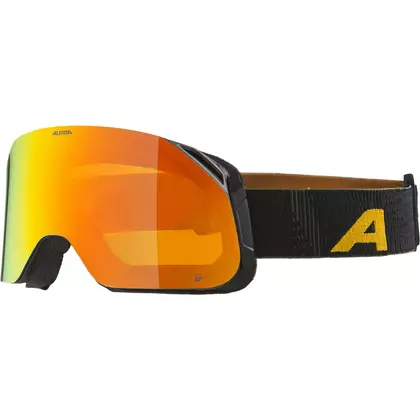 Ochelari de schi/snowboard ALPINA, îmbunătățire a contrastului BLACKCOMB Q-LITE BLACK-YELLOW MATT sticla Q-LITE ORANGE S2