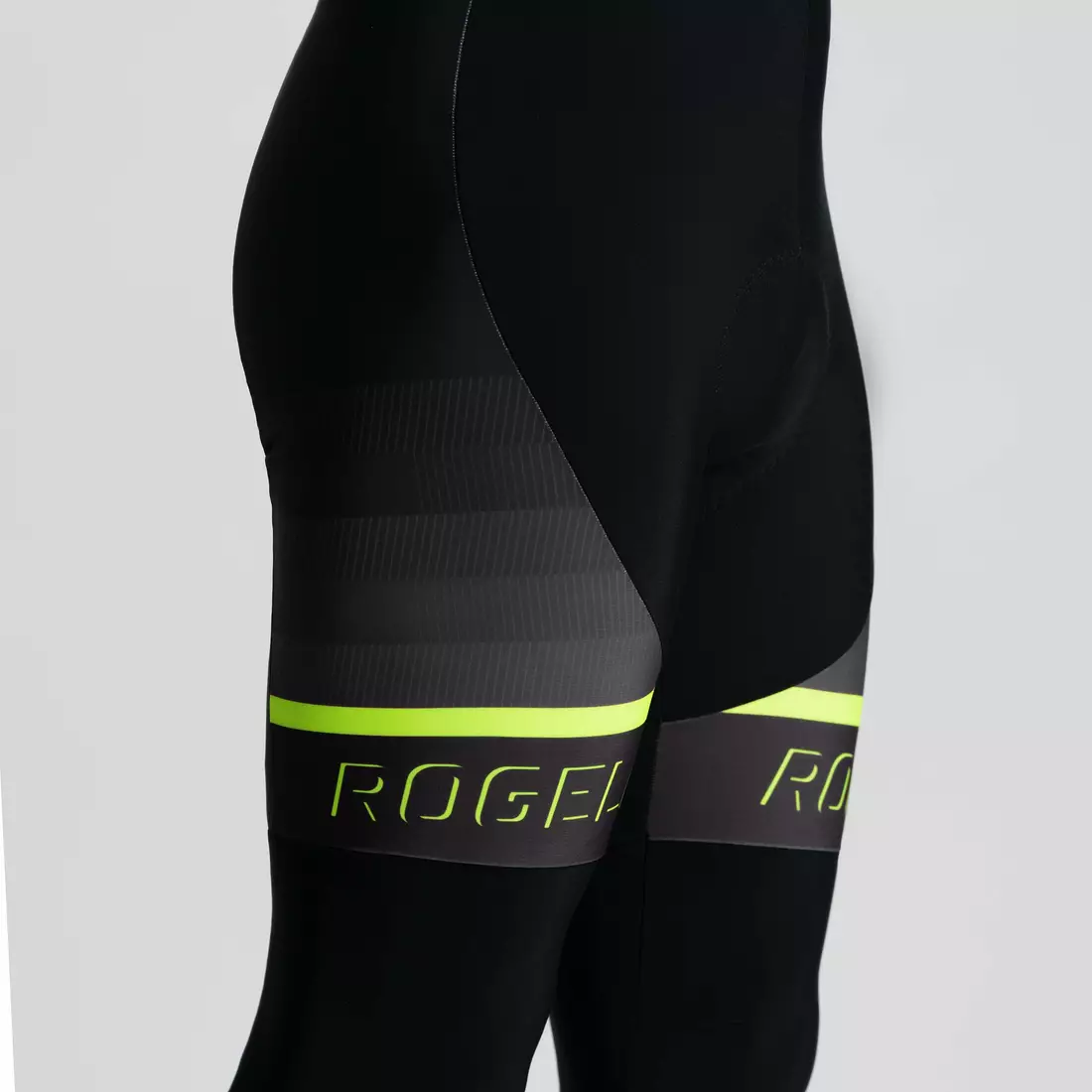 Pantaloni de ciclism Rogelli cu bretele, izolati, fluor HERO II