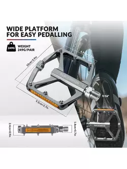 Rockbros Pedale platformă pentru bicicletă din aluminiu, gri 37210003004