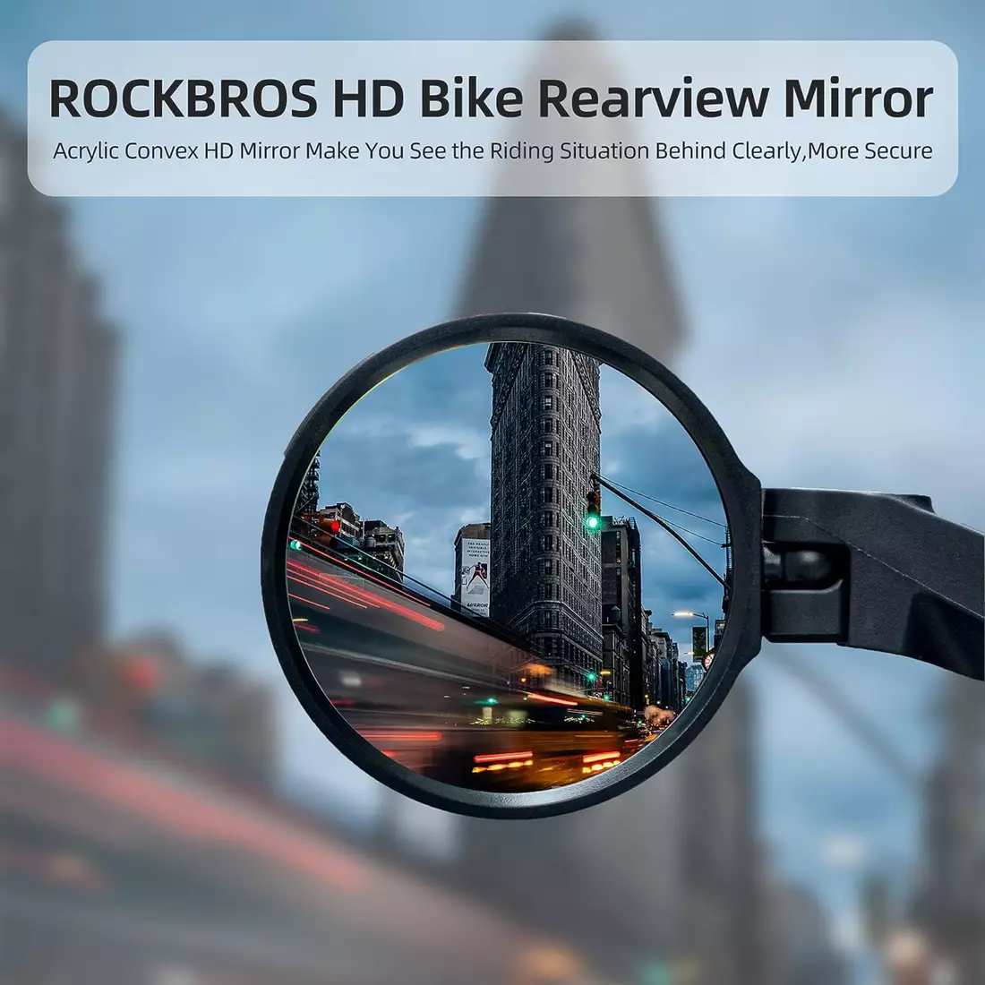 Rockbros oglindă de bicicletă cu o clemă de ghidon, partea dreapta, negru 26210001004