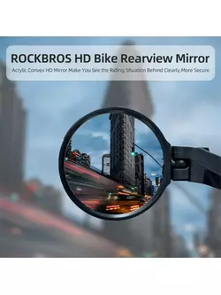 Rockbros oglindă de bicicletă cu o clemă de ghidon, partea dreapta, negru 26210001004