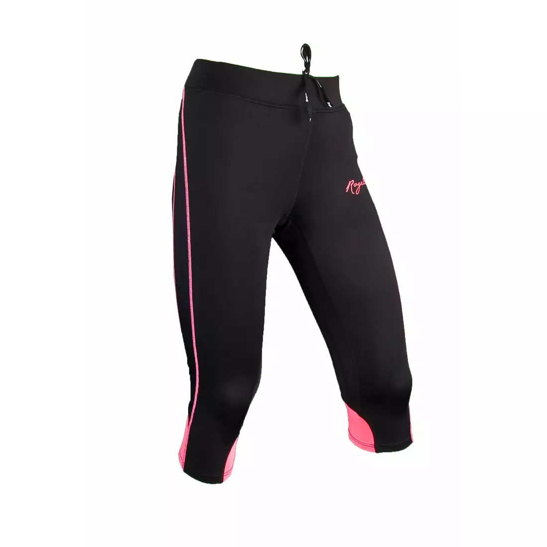 Pantaloni scurți de alergare damă ROGELLI SUEZ 840.742, picior 3/4, negru și roz