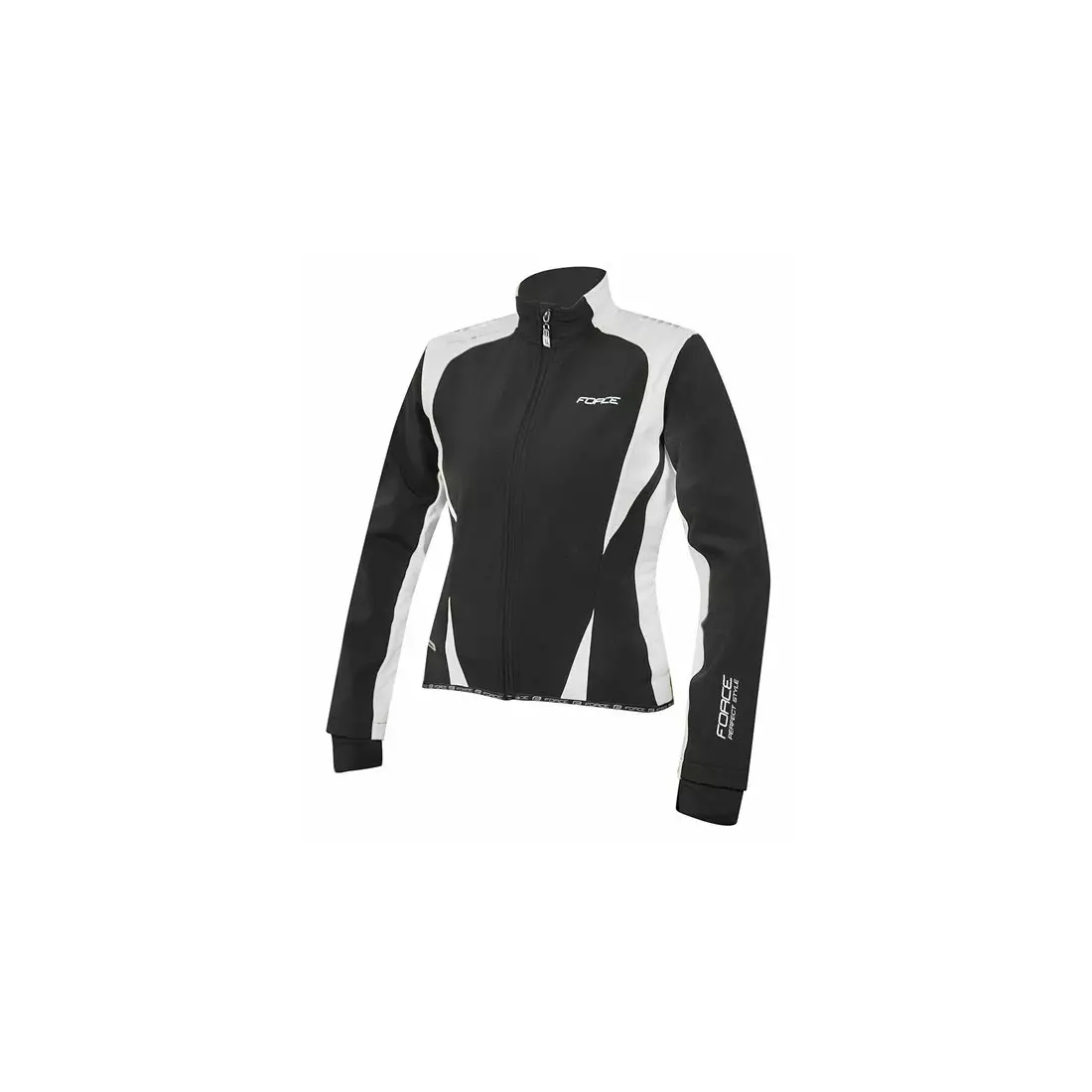 Jachetă de ciclism softshell FORCE X71 pentru femei alb-negru 89991