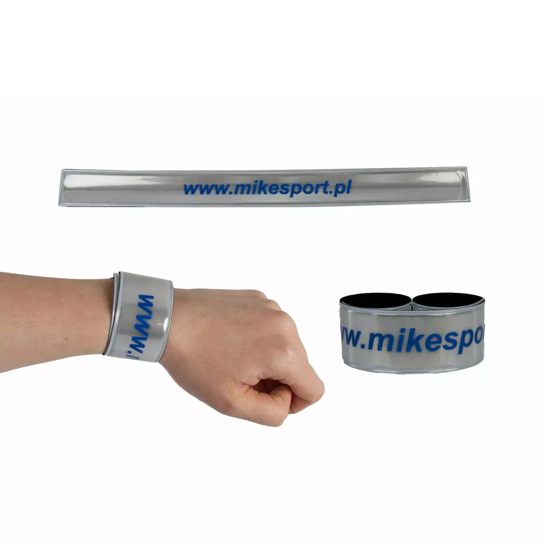 Mikesport - banderola reflectorizanta. logo - argintiu