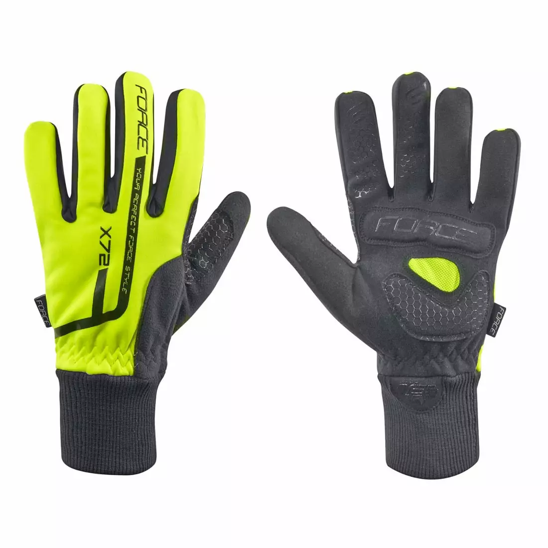 FORCE X72 mănuși de iarnă pentru ciclism fluor galben