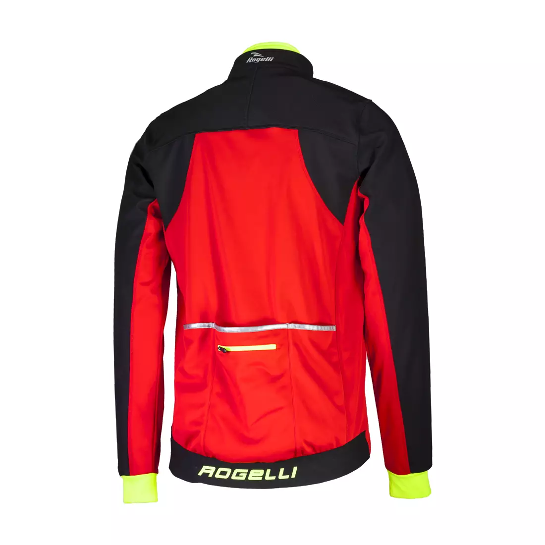 Geaca de iarna ROGELLI TRABIA pentru ciclism Softshell, negru-rosu-fluor 003.116