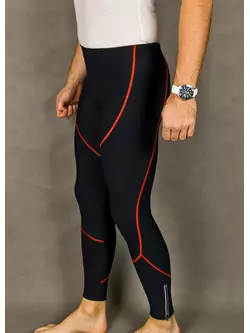 Pantaloni izolați pentru ciclism MikeSPORT GEXO cu inserție COMP HP fără bretele, cusături negre și roșii