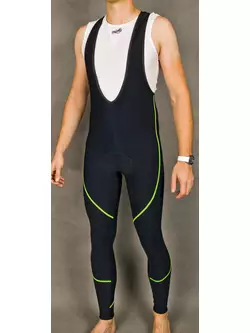 Pantaloni izolați pentru ciclism MikeSPORT GEXO cu inserție COMP HP, salopetă, cusături negre și fluor