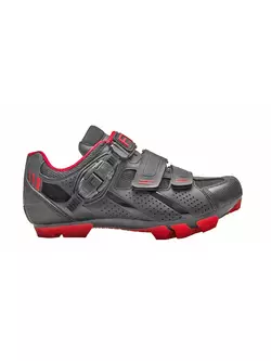 Pantofi de ciclism MTB FLR F-65, negri și roșii