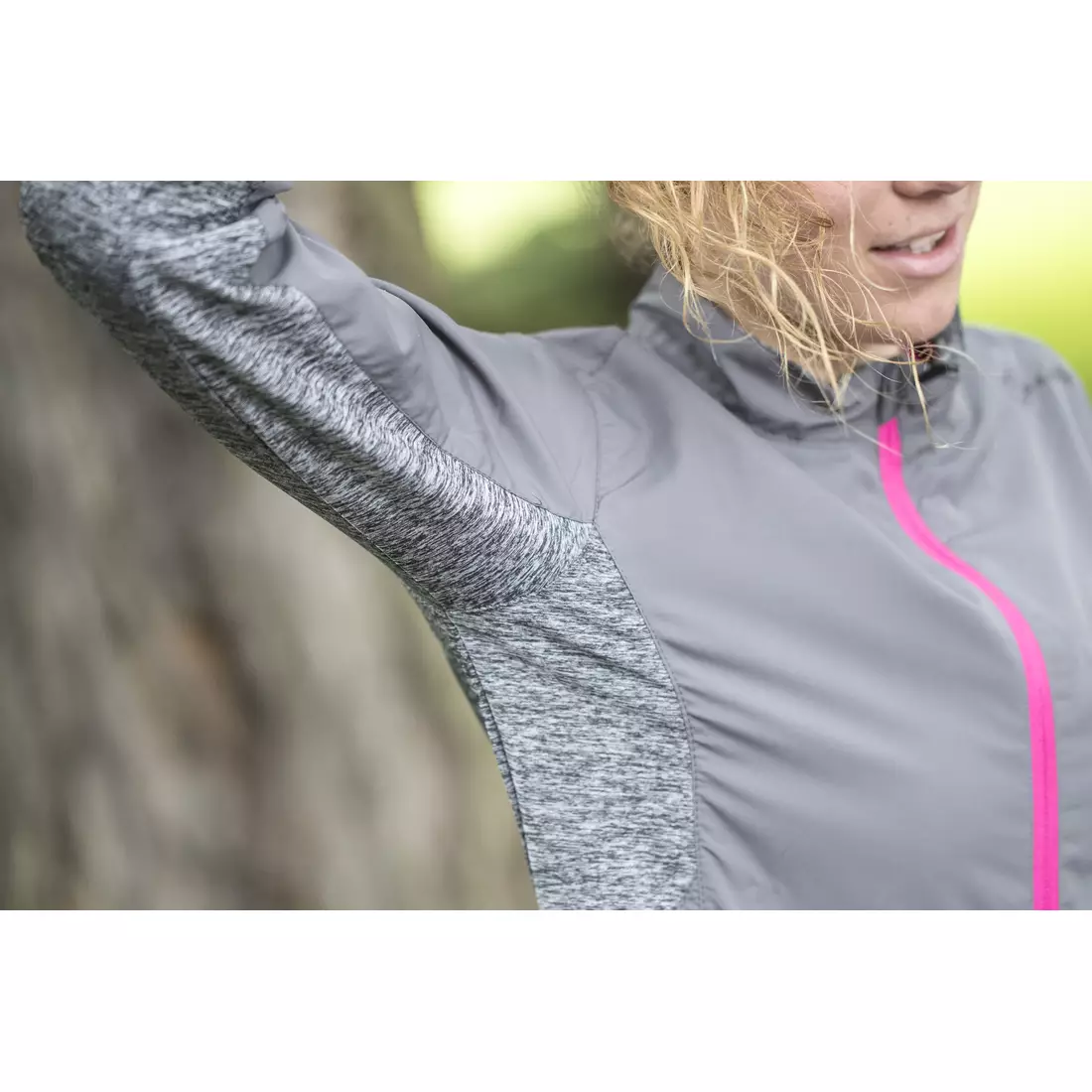 ROGELLI RUN SAMANTA 840.861 - jachetă pentru alergare pentru femei, gri și roz