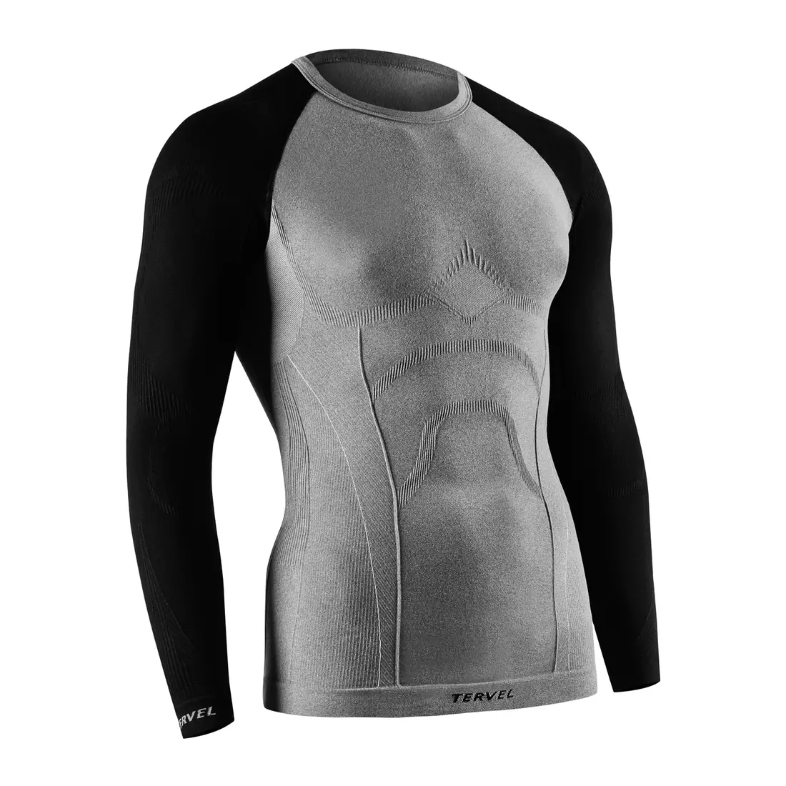 TERVEL COMFORTLINE 1002 - tricou termic pentru bărbați, mânecă lungă, culoare: Melange - negru
