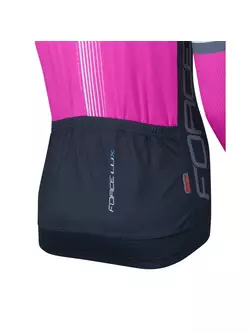 Tricou de ciclism pentru femei FORCE LUX cu mânecă lungă negru-roz 900142
