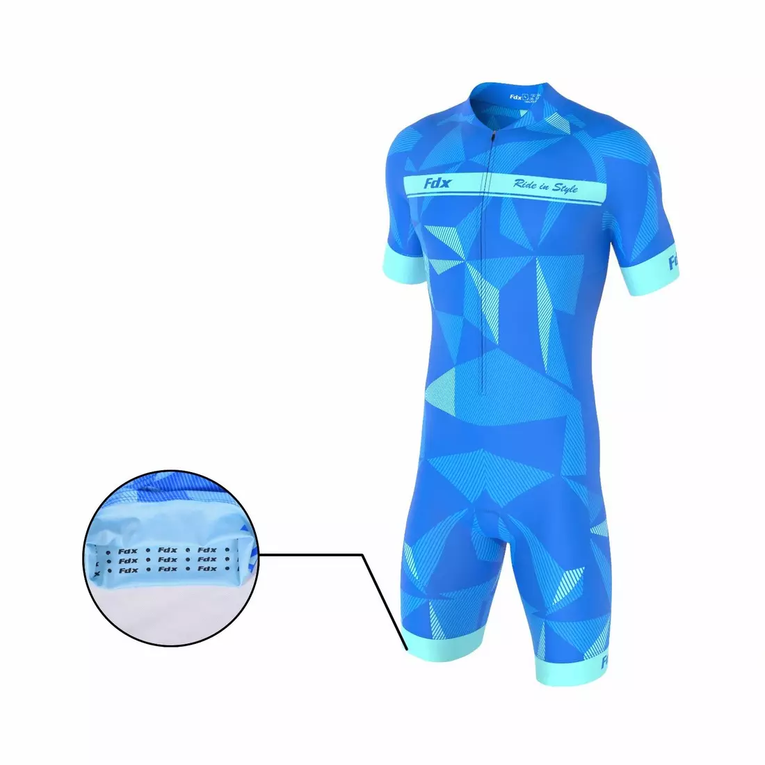 Costum de ciclism dintr-o bucată FDX 1270, albastru