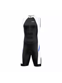 Costum de triatlon FDX 1030 negru, alb și albastru