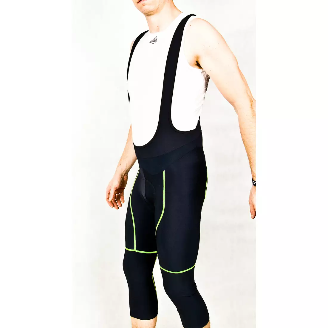 Pantaloni scurți de ciclism MikeSPORT DRACO 3/4, ușor izolați, COMP HP, negru și fluor