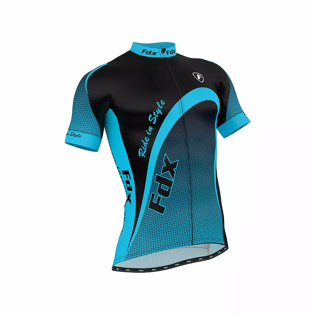 Set ciclism de vara FDX 1010: tricou + salopete, negru si albastru