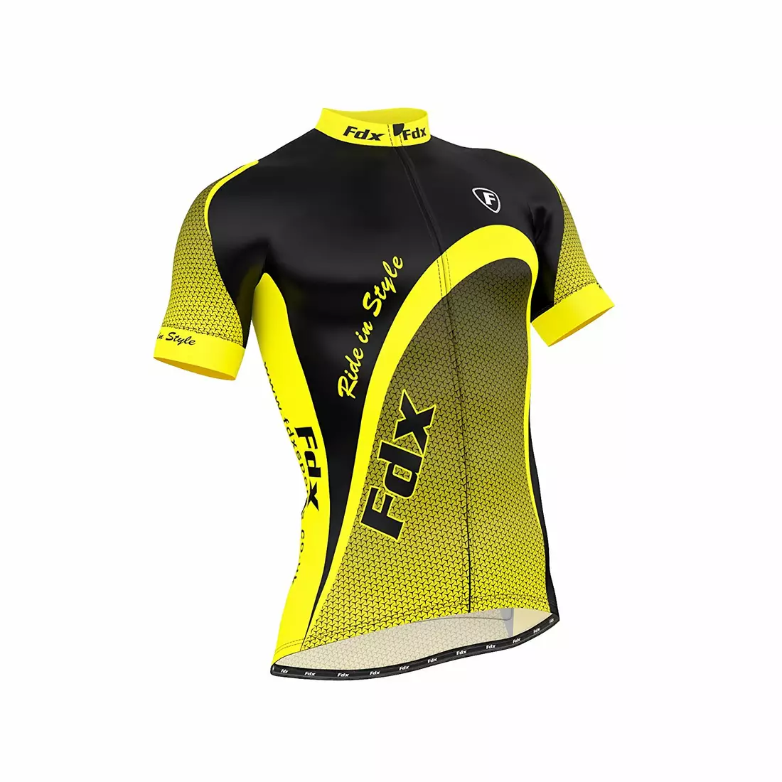 Set de ciclism de vară FDX 1010 tricou + salopete negru și galben