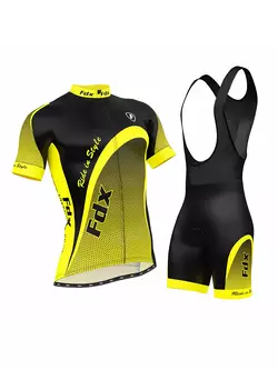 Set de ciclism de vară FDX 1010 tricou + salopete negru și galben